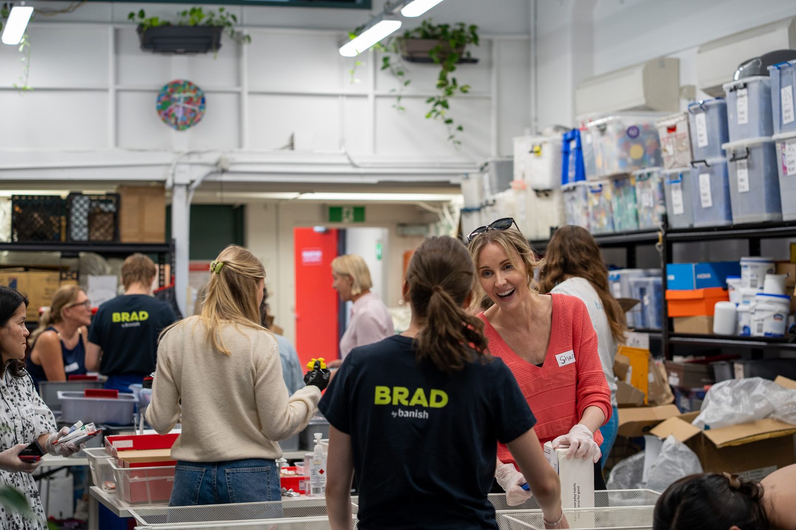 Volunteers in BRAD tees at the Sydney hub